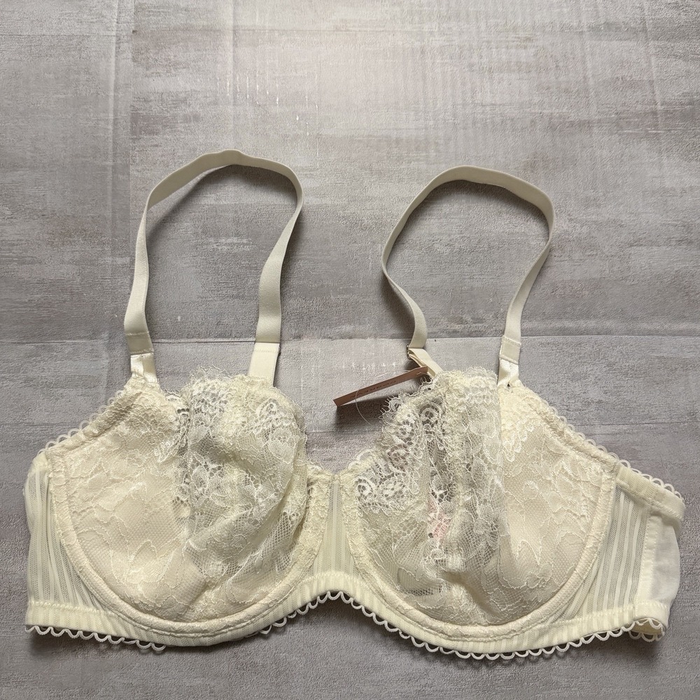 Dobreva Sheer Lace New Bra Size‎ 38C White Convertible Racer Strap BNWT